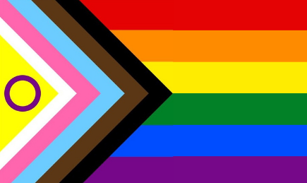 Immagine della bandiera Progress Flag inclusiva della comunità intersex, trans e delle persone BIPOC